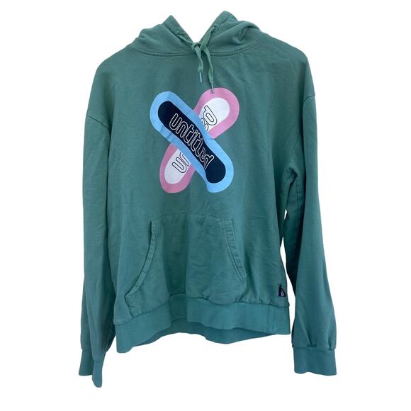 Designs Untitled Unisex Graphic Teal Green Boyfriend Hoodie Large - Picture 1 of 8
